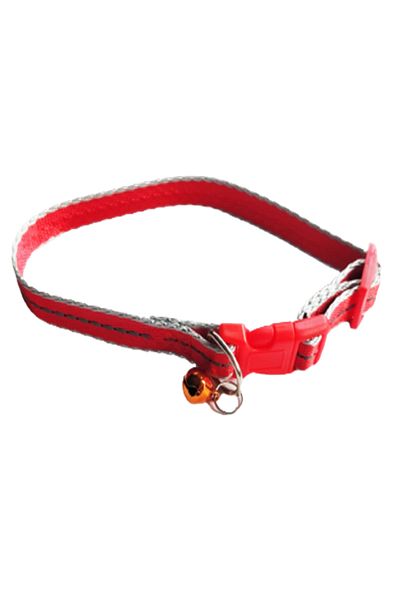 Ropet Reflective collar with bell for dogs and cats, adjustable 26-38cm/15mm, Red, Ropet