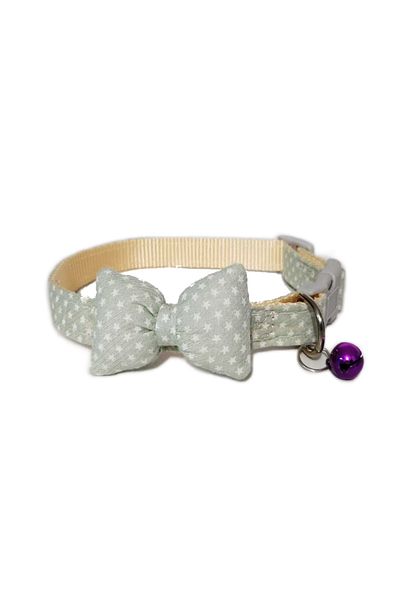 Ropet Adjustable collar with bell and textile bow, 27-36cm/15mm, Light green, Ropet