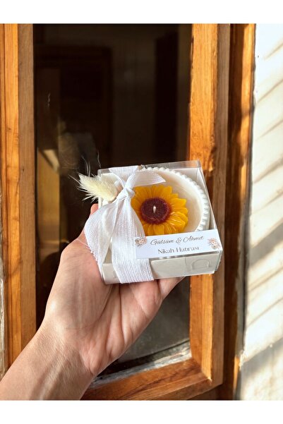 Stone Store Nişan Nikah Söz Düğün Doğum Hediyelik Ayçiçeği Mum Detaylı Süs 10...