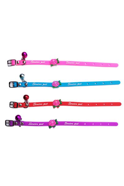 Ropet Zgarda ajustabila pentru catei si pisici cu clopotel, 29cm, Silicon, Albastru, Ropet