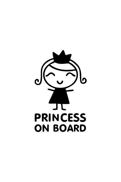 Reysa Tasarım ملصق سيارة الأميرة على متن السيارة مقاس 17x17 سم باللون الأسود