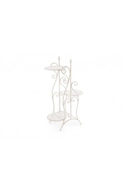 Bizzotto Flower stand white patinated steel Emily 32x29x80 cm