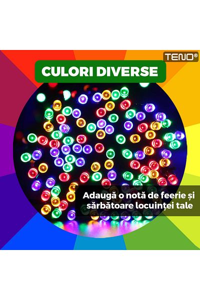 Teno Teno® Linear Christmas Light Installation, 15 m, 8 light effects, 200 LEDs, multicolor