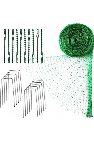 Boao Garden Protection Net And Fixing Clips Set, Metal/nylon, Silver/green, 4 X 10 M