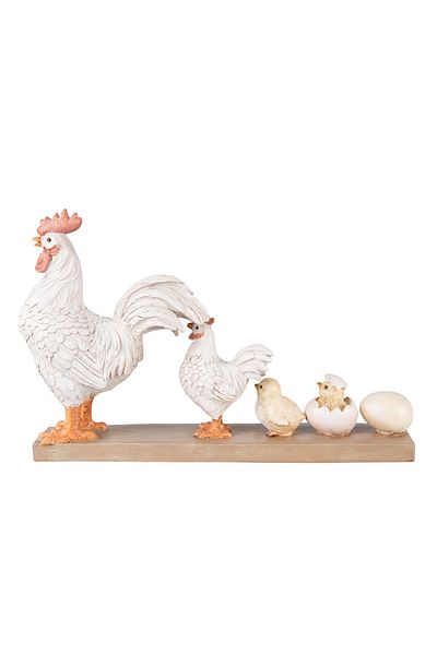 Clayre & Eef Hens and Chicks Decoration Polyresin 34x8x21 cm