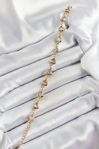callerrons accessories Brass Gold Color Heart Zircon Stone Women's Bracelet - Ebj250605W34578