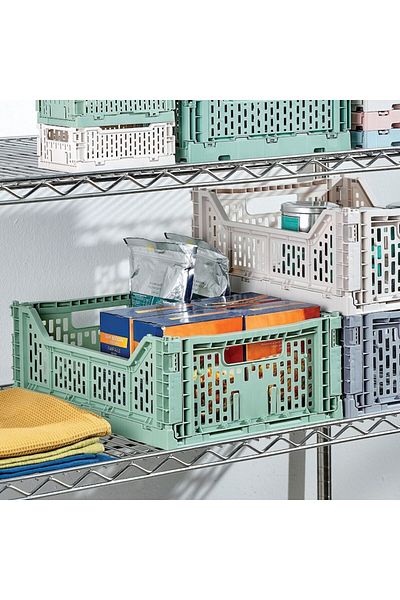 OEM Folding Crate, Gray Model, Dimensions 40x30x14.5 cm, Capacity 15 Liters, Plastic
