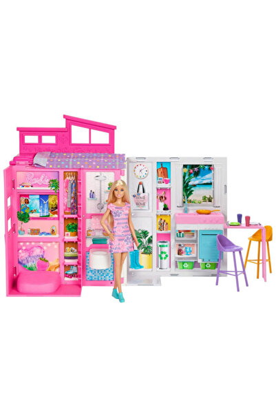 mattel Set de joaca Barbie Getaway House, Casa Barbie cu papusa inclusa