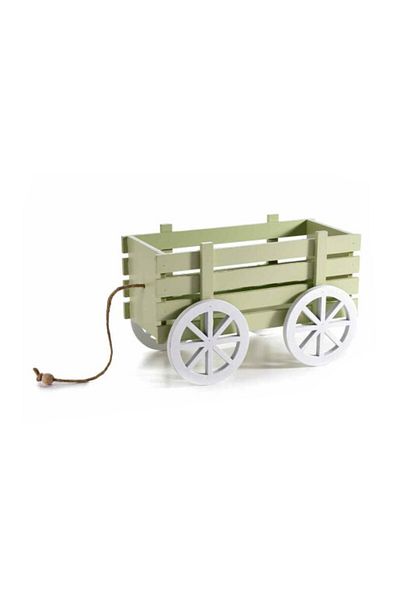 Decorer Decorative Wooden Cart Green 23.5x12.5x14.5 cm