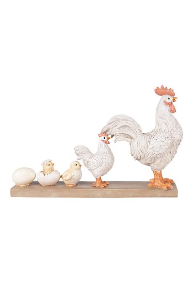 Clayre & Eef Hens and Chicks Decoration Polyresin 34x8x21 cm