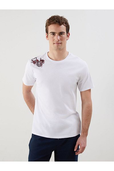 LC Waikiki Tricou pentru bărbați din bumbac pieptănat cu imprimeu cu decolteu rotund de sezon nou - S5JI70Z8