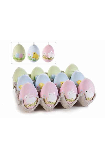 Decorer Set 12 decorative Easter eggs 4x6 cm