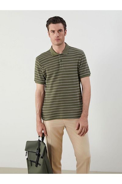 LC Waikiki Southblue Polo Neck Striped Men's T-Shirt