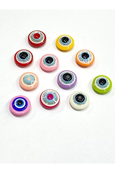 karantuhafiye Baby Button / Evil Eye Bead Model 2 / 10 Pieces / Yellow