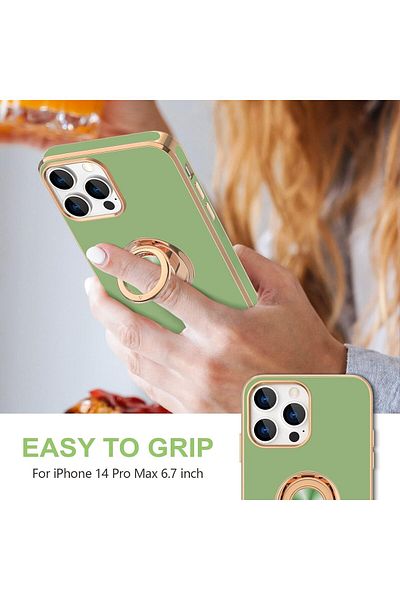 Generic Phone Case For iPhone 14 Pro Max 360°Rotatable Ring Holder Magnetic Kickstand , Girl Women Boy