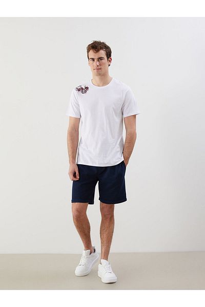 LC Waikiki Tricou pentru bărbați din bumbac pieptănat cu imprimeu cu decolteu rotund de sezon nou - S5JI70Z8