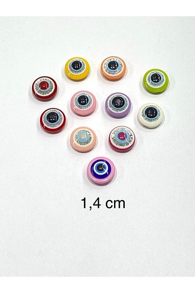 karantuhafiye Baby Button / Evil Eye Bead Model 2 / 10 Pieces / Yellow