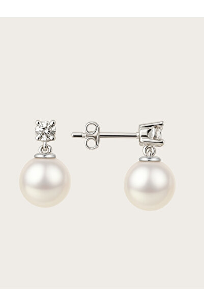 bymissmücevherat 925 Ayar Gümüş Tektaş Detaylı Inci Küpe | Gelinlik, Abiye Nikah Için Zarif Tasarım–