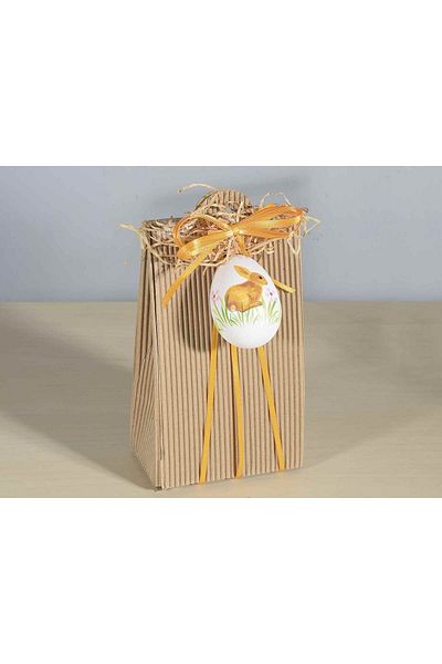 Decorer Set 6 oua decorative plastic suspendabile alb ratusca iepuras 4x6 cm
