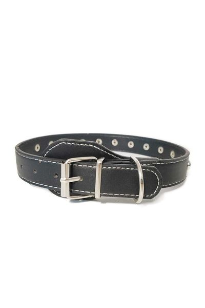 Ropet Zgarda Ropet din piele cu strasuri, pentru caini, 55cm/25mm, Negru