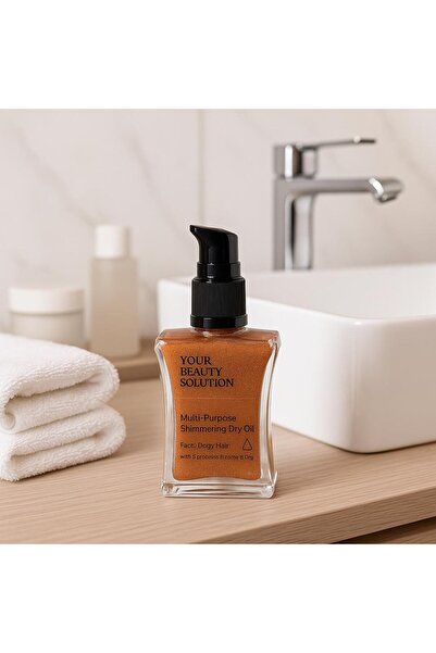 Your Beauty Solution Golden Glow Dry Oil 50 ml Bronz Renk Simli Işıltılı Yüz Vucut Saç Yağı Kokusu Harika