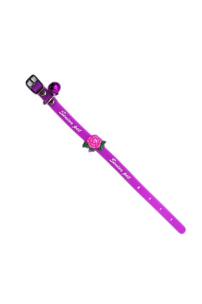 Ropet Adjustable collar for dogs and cats with bell, 29cm, Silicone, Purple, Ropet
