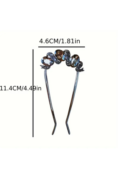 Eva Flore Black Crystal Stone Comb Hairpin, Bridal Hair Accessory Bun Hairpin