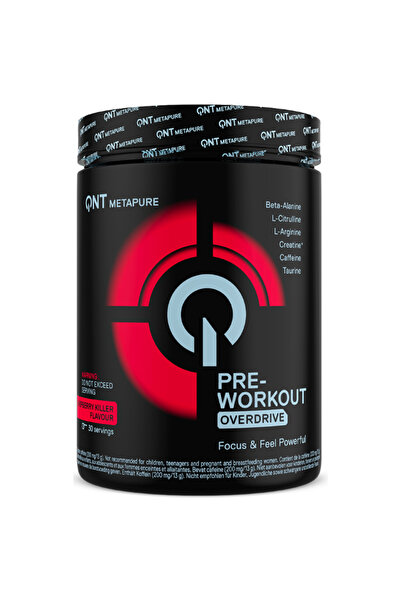 QNT Pre Workout Overdrive, QNT, 390g, Raspberry Killer flavor