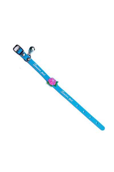Ropet Zgarda ajustabila pentru catei si pisici cu clopotel, 29cm, Silicon, Albastru, Ropet