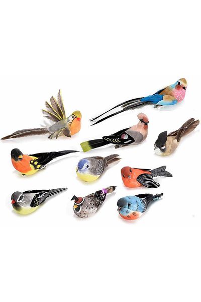 Decorer Set 10 Decorative Birds 14 cm