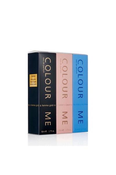 Colour Me Women's perfume gift set Color Me Gold, Pearl, Sky Blue, Milton-Lloyd Fragrances, 3 x 50 ml