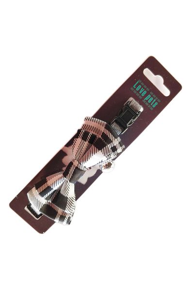 Ropet Adjustable Bow Tie Collar for Dogs and Cats, Small Size, with Bell, Black/White Pattern