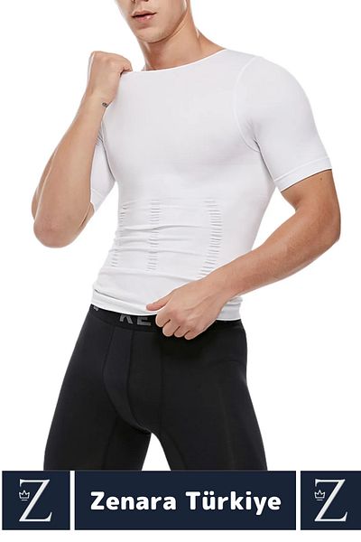 Zenara Gynecomastia Erect Posture Chest Belly Tightening Firming Ultra Flexible Men's Undershirt Corset 2 Pieces