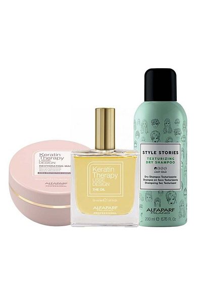 Alfaparf Milano Alfaparf Set Mască Rehidratantă cu Keratină 200ml + Șampon Style Stories 200ml + Ulei Elixir cu Keratină 50ml