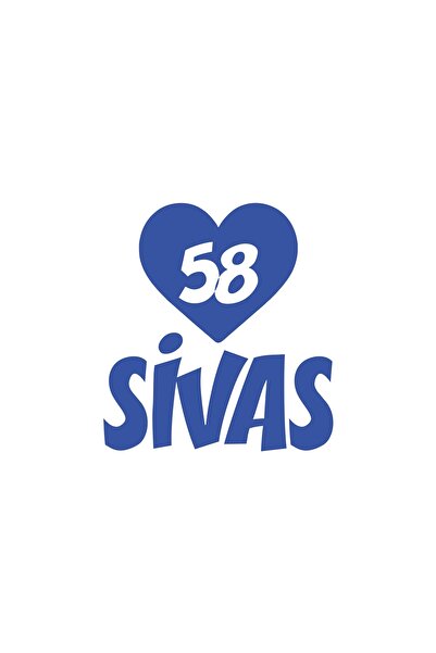 Reysa Tasarım ملصق سيارة سيفاس 58 على شكل قلب مقاس 17 × 17 سم باللون الأزرق