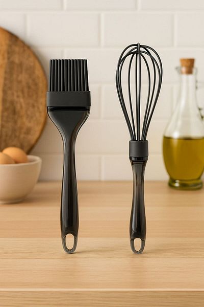Silicorner 2 Pieces Silicone Cooking Kitchenware Set Whisk Egg Brush