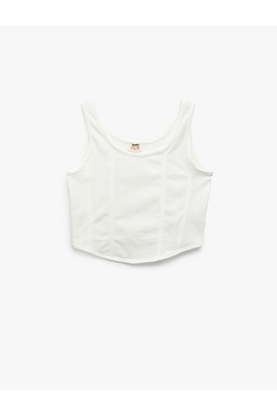 Koton New Season Cotton Slim Fit U Neck Thick Strap Crop Tank Top