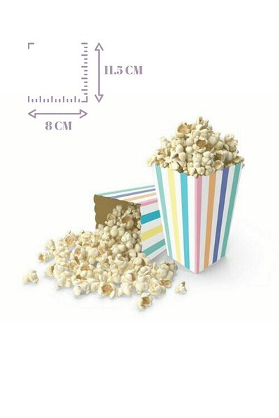 Mielibon 8-Piece Macaron Striped Corn Box Popcorn Box Party Presentation Set