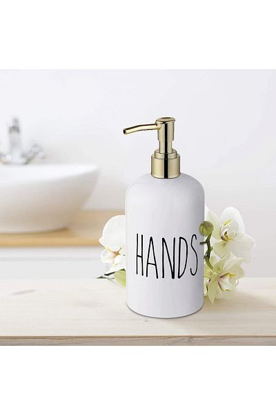 UeoXtny Set of 2 UeoXtny bathroom soap dispensers, plastic, white, 500 ml, 21 x 7.5 cm