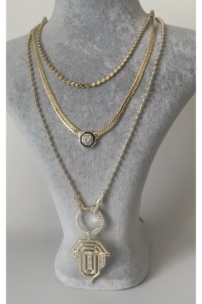 mibrillo مجموعة Serenay الثلاثية (سلسلة مطحونة من الفولاذ، قلادة من القش، وقل...