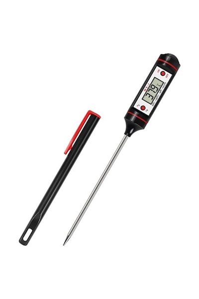 HOZRO Digital Thermometer HOZRO for Food and Liquids - Auto Shut Off - LCD Screen - 23 cm Length - Black