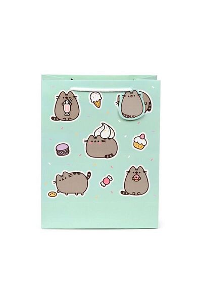 Pusheen Sacosa / punga cadou, Pusheen the Cat, Gift Bag, design pisica Pusheen cu dulciuri