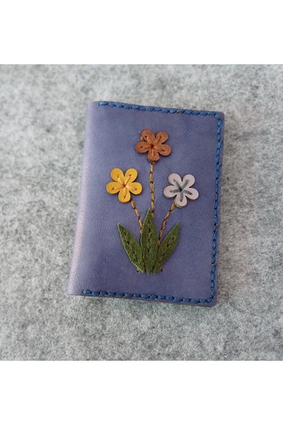Durush Collection Design Real Leather Red Hand Embroidered Card Holder