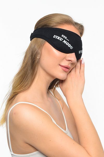 AY'S SHOP ONLİNE Mască de dormit unisex din bumbac lavabilă Anti-lumină Negru ZZZ Sleep Mode Patch pentru ochi