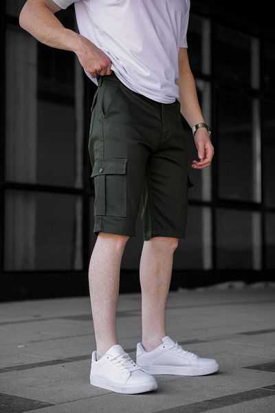 Pobudo Khaki Color Cargo Pocket Gabardine Men's Shorts