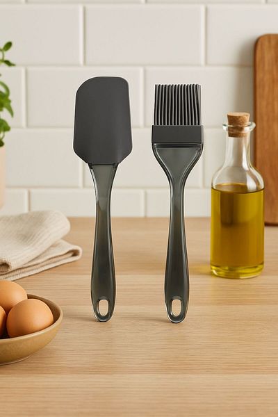 Silicorner 2 Pieces Silicone Cooking Kitchenware Set Egg Brush Spatula