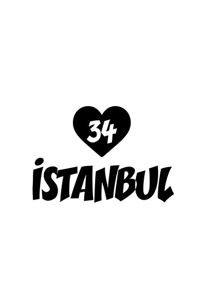 Reysa Tasarım ملصق سيارة قلب 34 اسطنبول مقاس 17x17 سم أسود