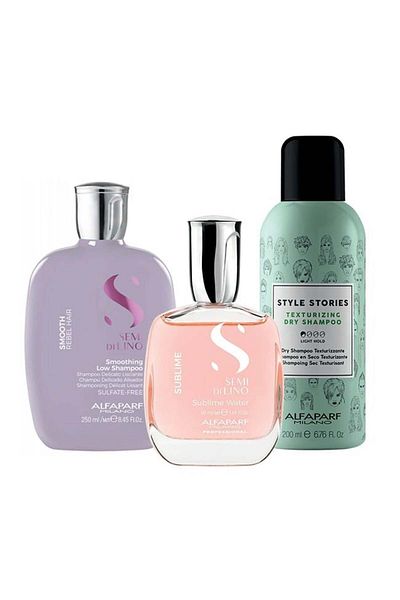 Alfaparf Milano Șampon Semi Di Lino 250ml Șampon uscat Style Stories 200ml Apă Sublime 50ml