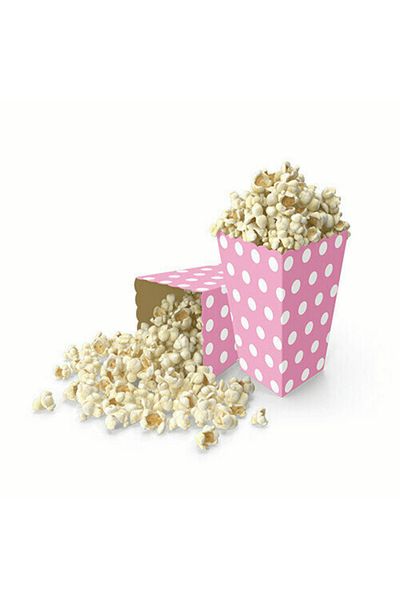 Mielibon 8-Piece Pink Polka Dot Corn Box Popcorn Box Party Presentation Set