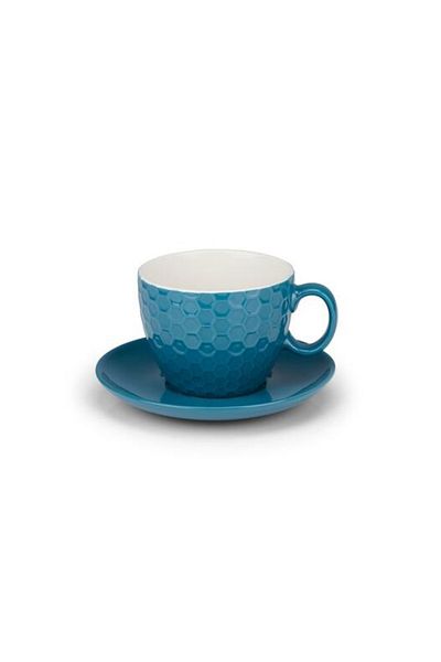 Alpina Cești și farfurioare pentru cappuccino ALPINA set de 8 albastru închis